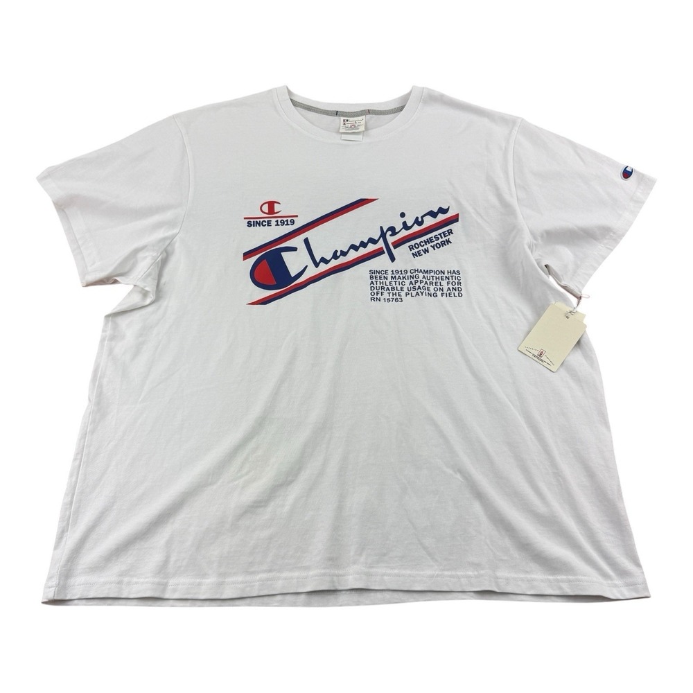 Champion White Rochester NY Graphic Cotton T-Shirt Men's‎ 2XL Short Sleeve NWT - Picture 2 of 9